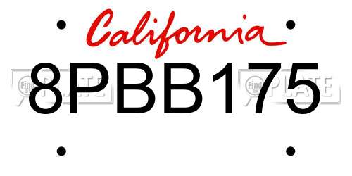 8PBB175 California License Plate