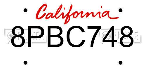 8PBC748 California License Plate