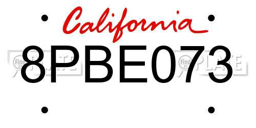 8PBE073 California License Plate