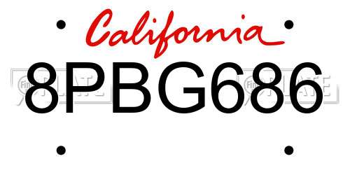 8PBG686 California License Plate