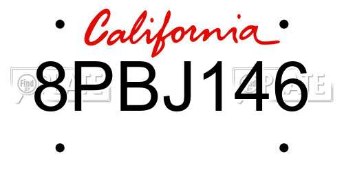 8PBJ146 California License Plate