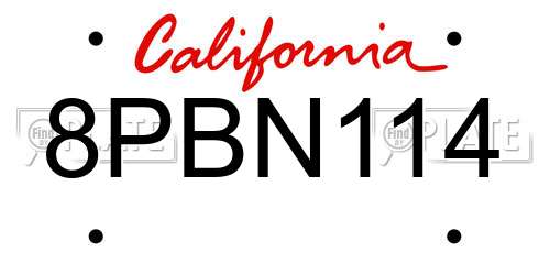 8PBN114 California License Plate