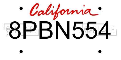 8PBN554 California License Plate
