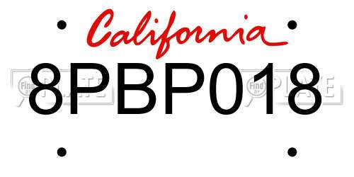 8PBP018 California License Plate