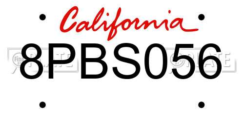 8PBS056 California License Plate