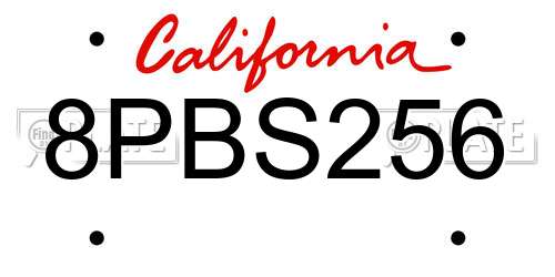 8PBS256 California License Plate