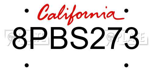 8PBS273 California License Plate