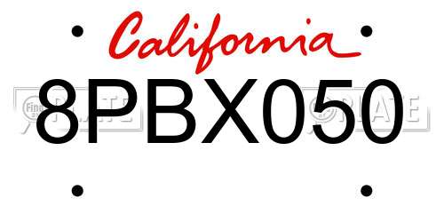 8PBX050 California License Plate