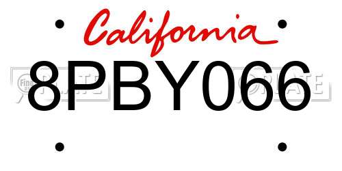 8PBY066 California License Plate