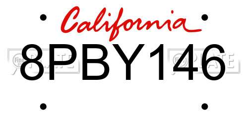 8PBY146 California License Plate