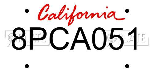 8PCA051 California License Plate