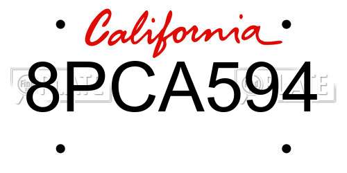8PCA594 California License Plate