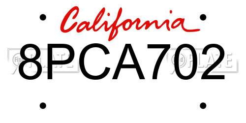 8PCA702 California License Plate