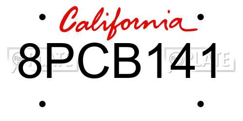 8PCB141 California License Plate