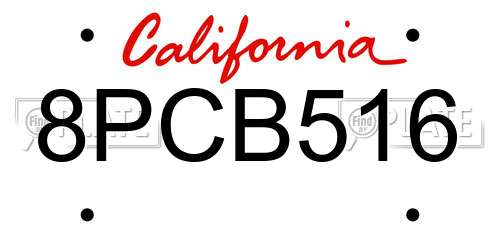 8PCB516 California License Plate