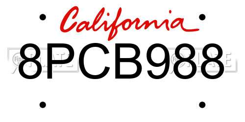 8PCB988 California License Plate