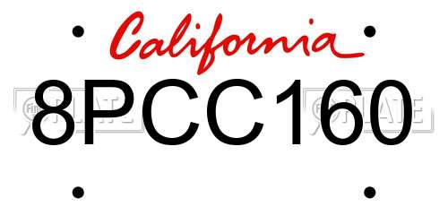 8PCC160 California License Plate