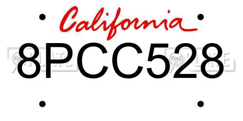 8PCC528 California License Plate