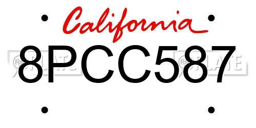 8PCC587 California License Plate