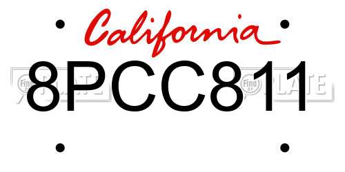8PCC811 California License Plate
