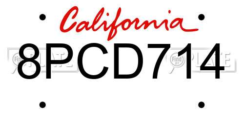 8PCD714 California License Plate