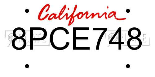 8PCE748 California License Plate