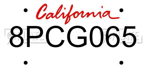 8PCG065 California License Plate