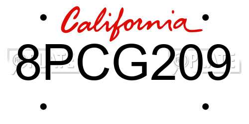 8PCG209 California License Plate
