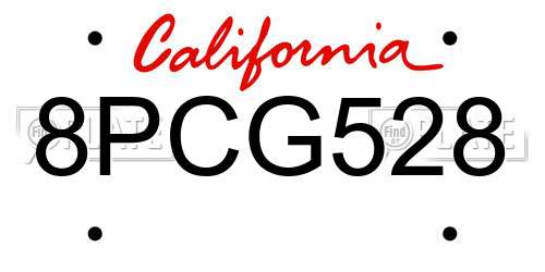 8PCG528 California License Plate