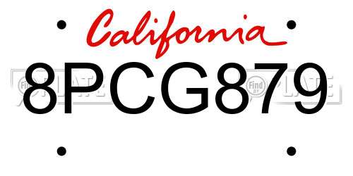 8PCG879 California License Plate