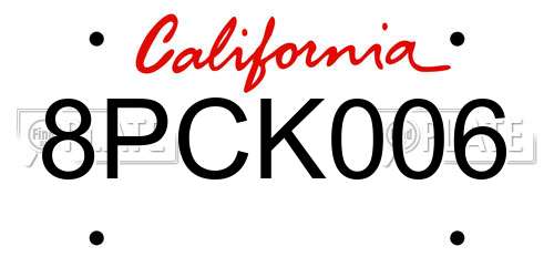 8PCK006 California License Plate