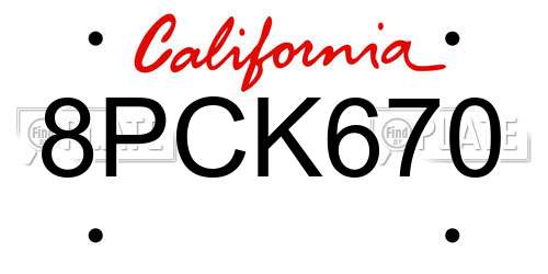 8PCK670 California License Plate