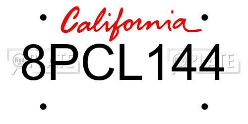 8PCL144 California License Plate