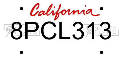 8PCL313 California License Plate