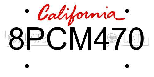8PCM470 California License Plate