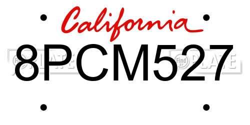 8PCM527 California License Plate