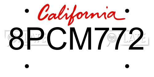 8PCM772 California License Plate