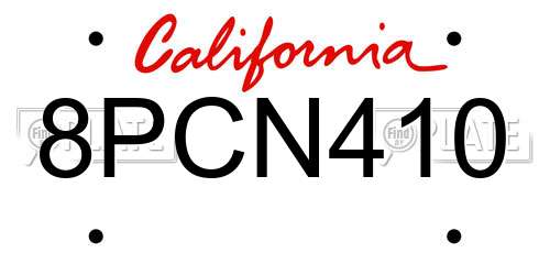 8PCN410 California License Plate