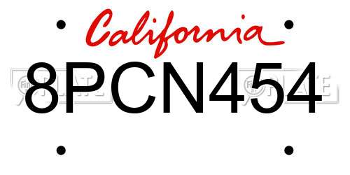 8PCN454 California License Plate