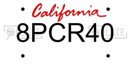 8PCR40 California License Plate