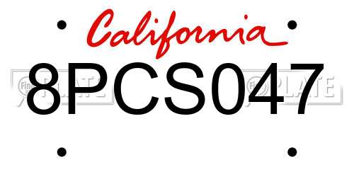 8PCS047 California License Plate