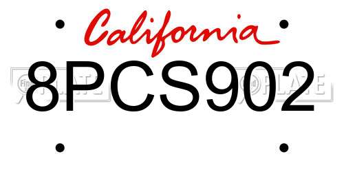 8PCS902 California License Plate