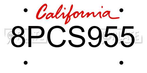 8PCS955 California License Plate