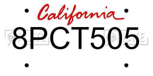 8PCT505 California License Plate