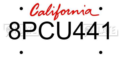 8PCU441 California License Plate