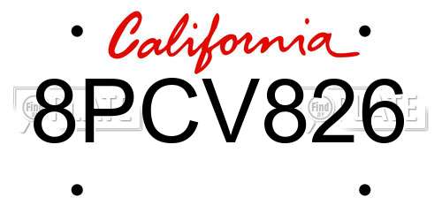 8PCV826 California License Plate