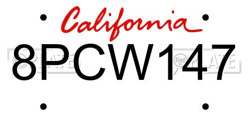8PCW147 California License Plate