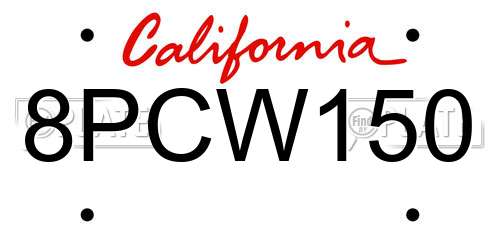 8PCW150 California License Plate