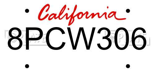 8PCW306 California License Plate