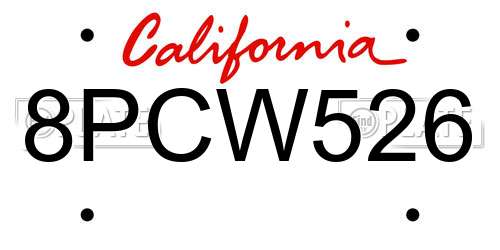 8PCW526 California License Plate
